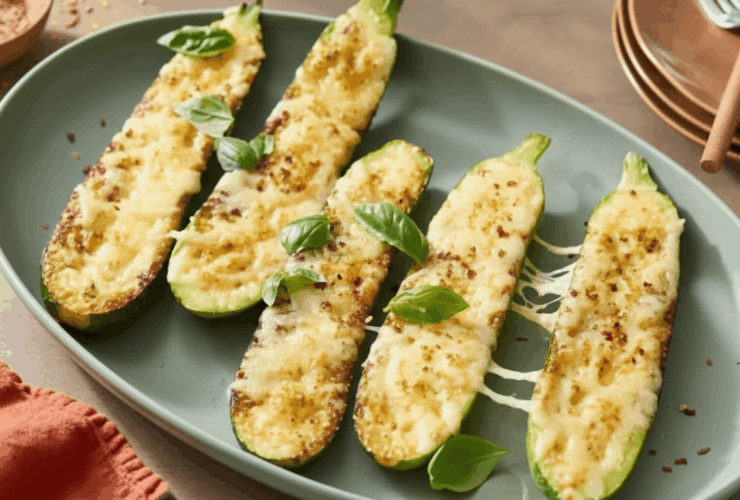 Cheesy Garlic Zucchini Steaks Recipe