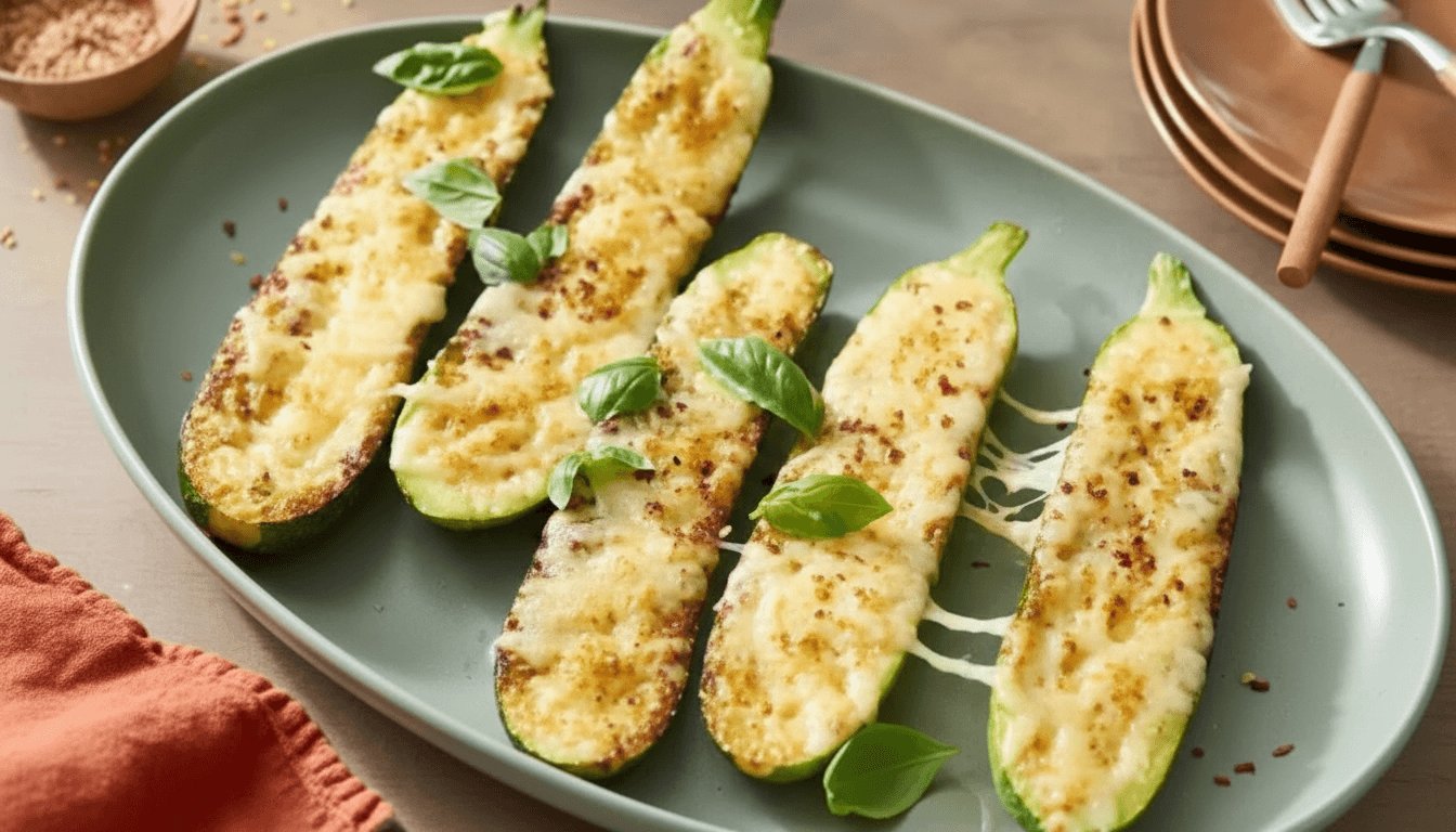 Cheesy Garlic Zucchini Steaks Recipe