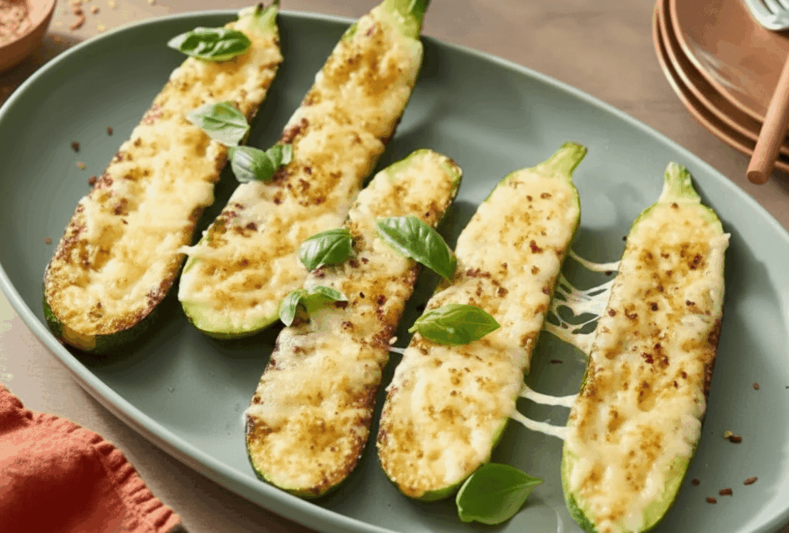 Cheesy Garlic Zucchini Steaks Recipe