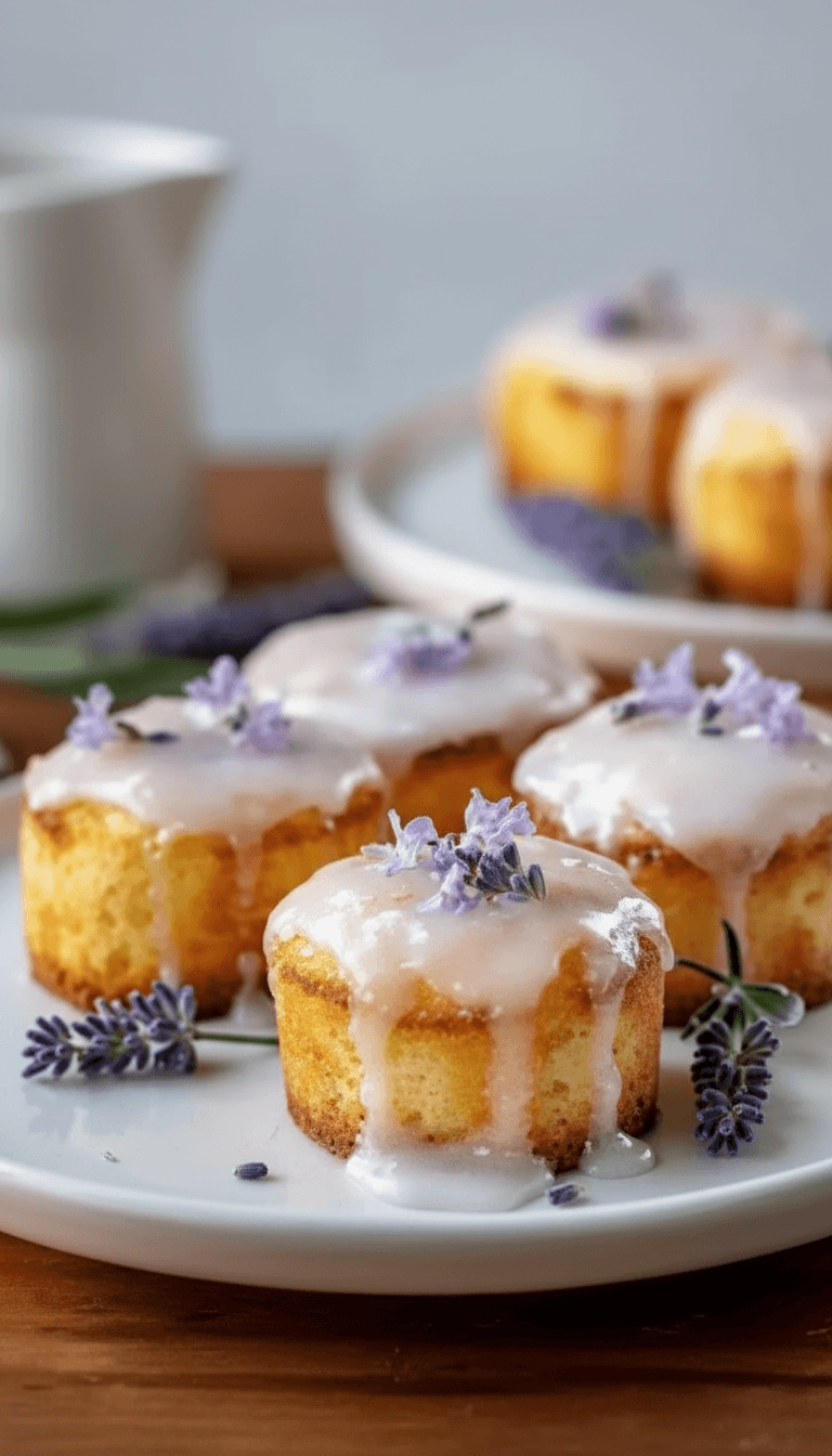 Mini Lemon Cakes With Lavender Glaze