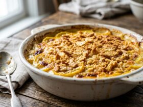 Squash casserole in baking dish 202605020050