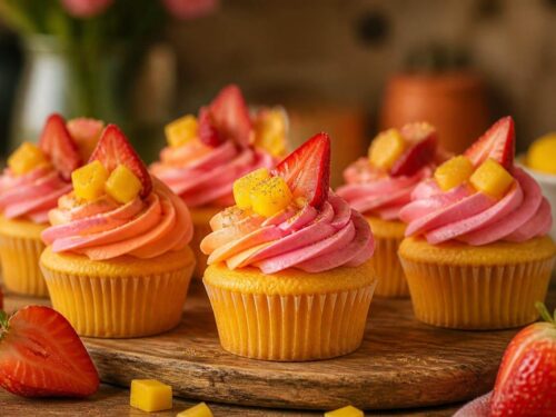 Mango Strawberry Sunset Cupcakes Recipe