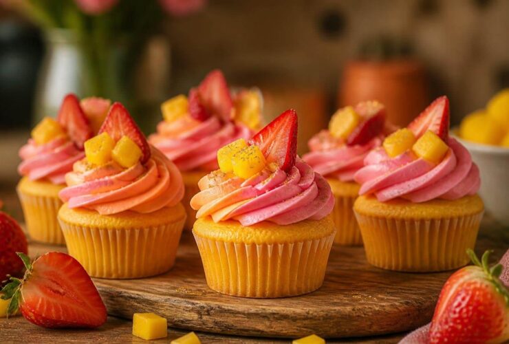 Mango Strawberry Sunset Cupcakes Recipe